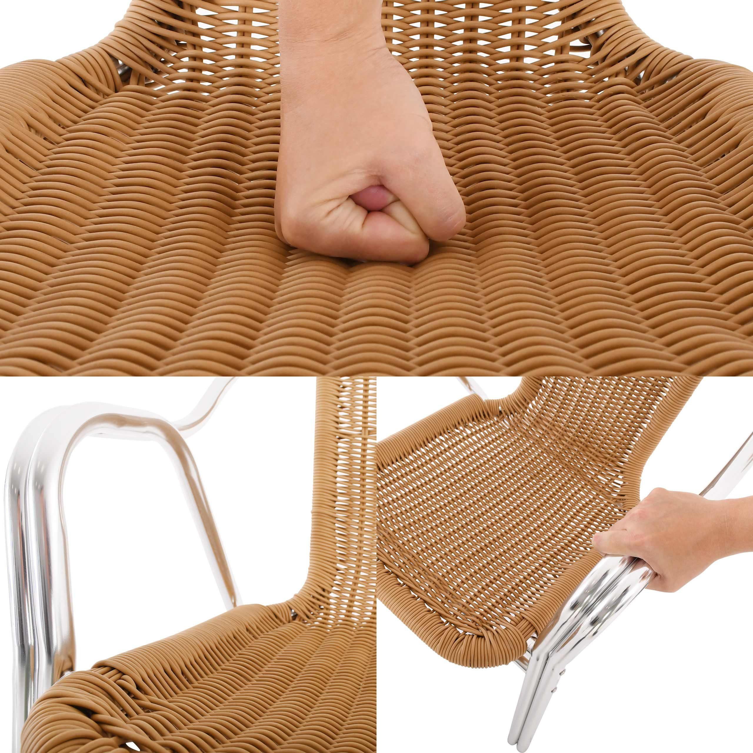 Raburg Bistrostuhl VITA in NATUR-BEIGE, Polyrattan, Alu in SILBER, verschiedene Sets (Set), hochwertiges Doppelrohr-Aluminium-Gestell, stapelbar, bis 150 kg