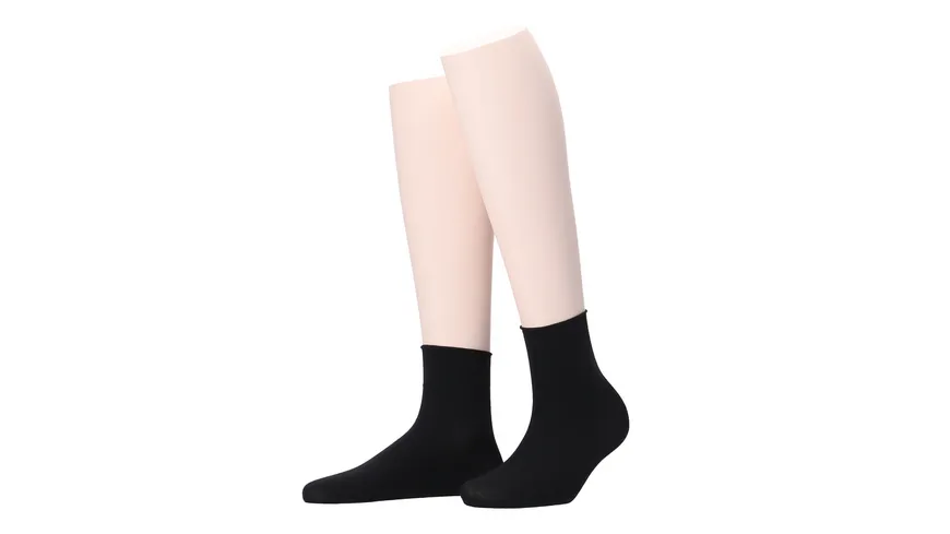 MOVE UP Damen Socken Baumwolle Superfein mit Rollrand schwarz