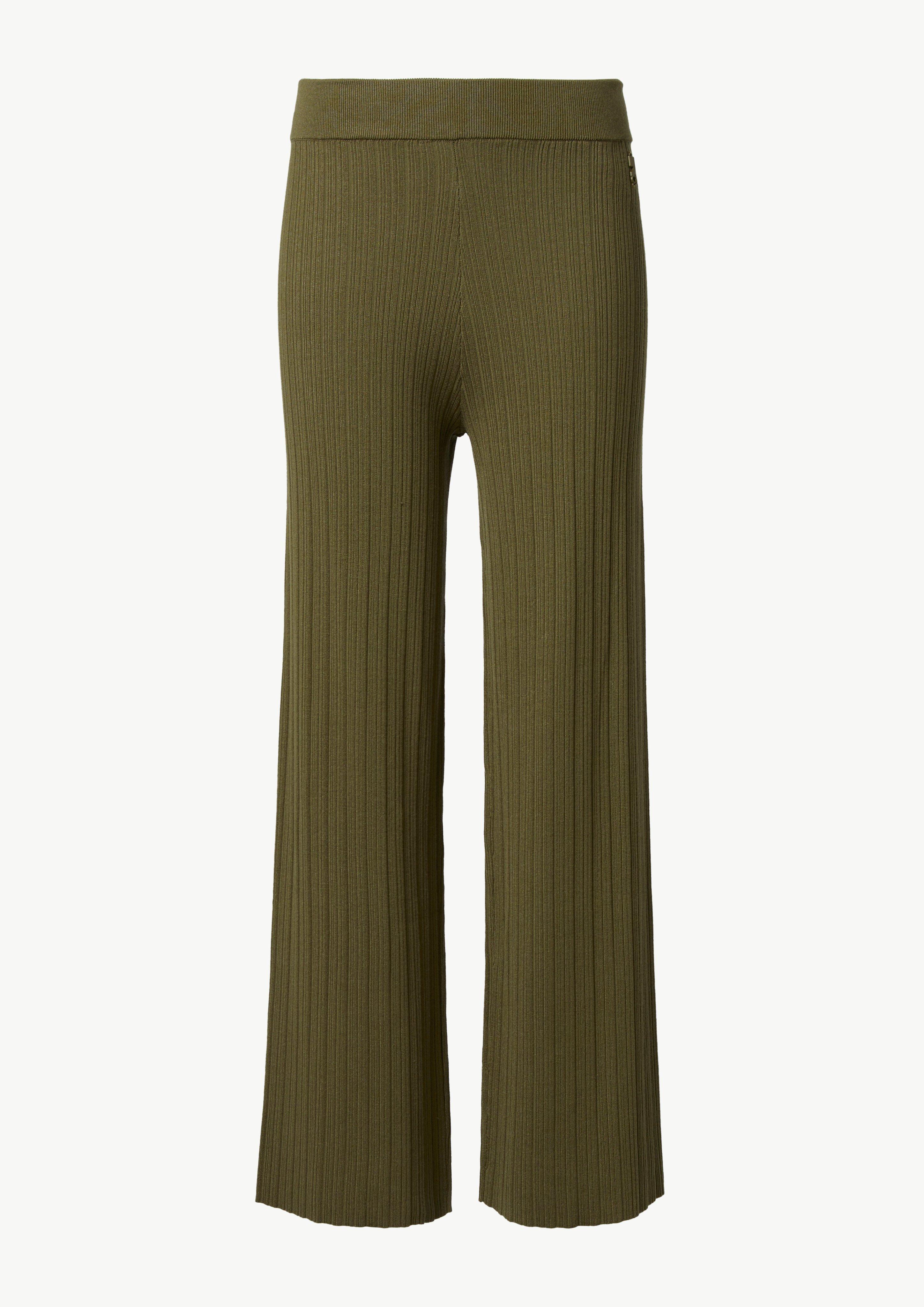 Strickhose mit Rippstruktur - guacamole
