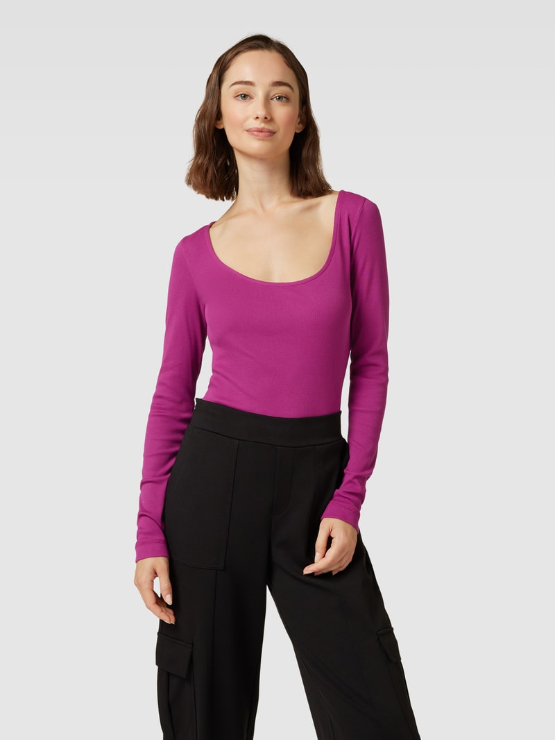 Longsleeve mit tiefem Rundhalsausschnitt in pink