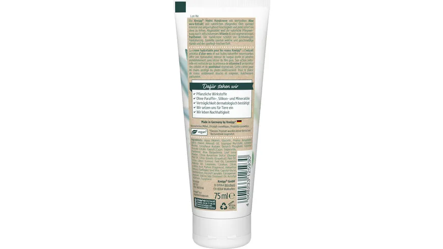 Kneipp Hydro Handcreme Aloe Vera 75 ml