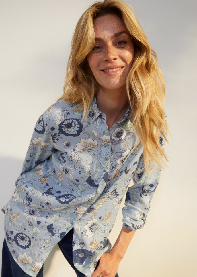 Longbluse, geblümt