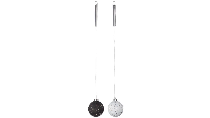 GILDE Glas LED-Kugel/Hänger Santos schwarz, weiß