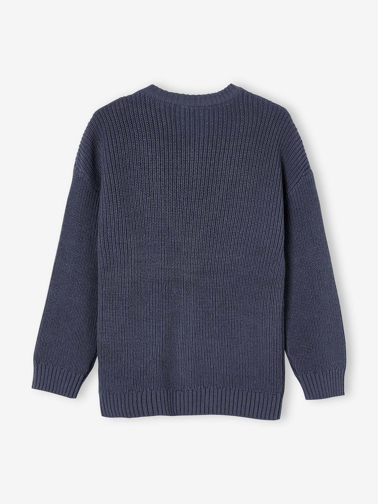 Vertbaudet Jungen Strickjacke mit V-Ausschnitt Oeko-Tex - dunkelblau