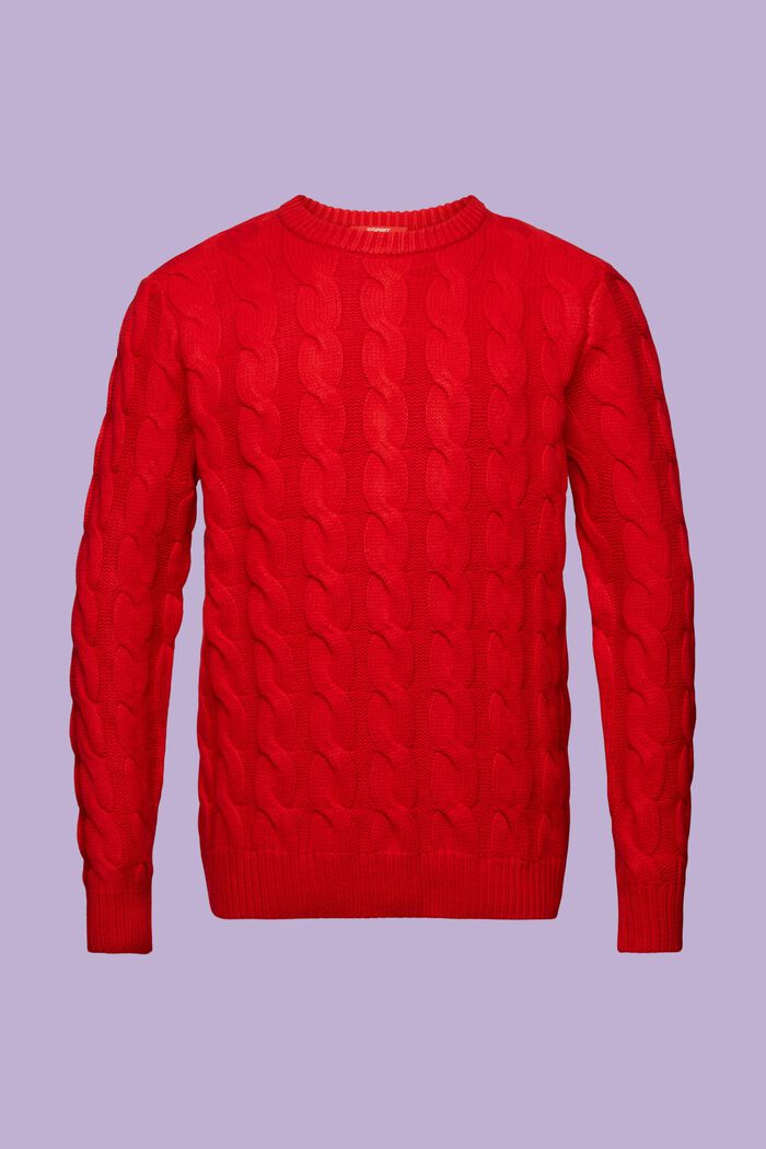 Zopfstrickpullover aus Wolle