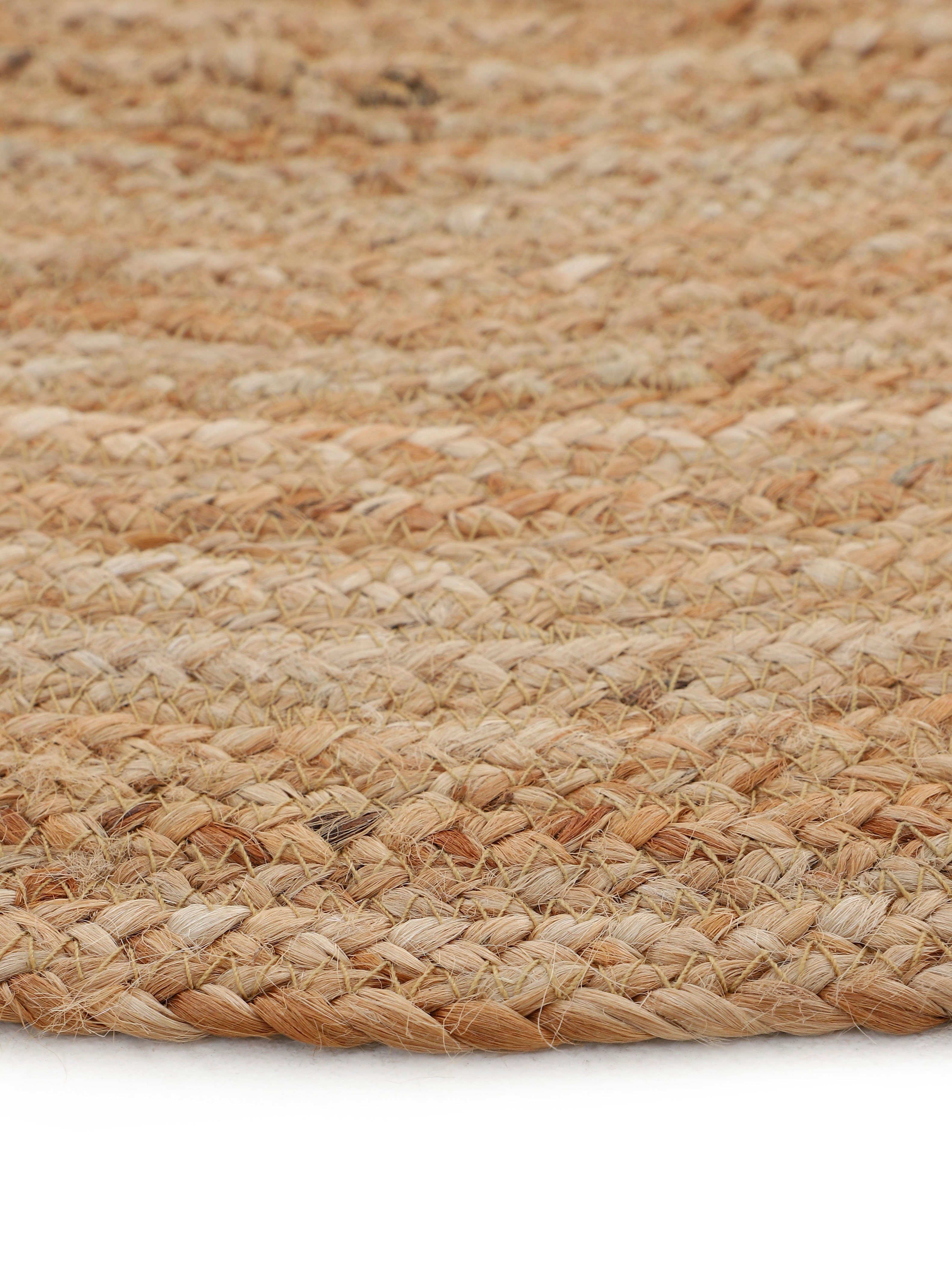 Teppich Nele Juteteppich Naturfaser, carpetfine, rund, Höhe: 6 mm, geflochtener Wendeteppich aus 100%Jute, in rund und oval, viele Größen