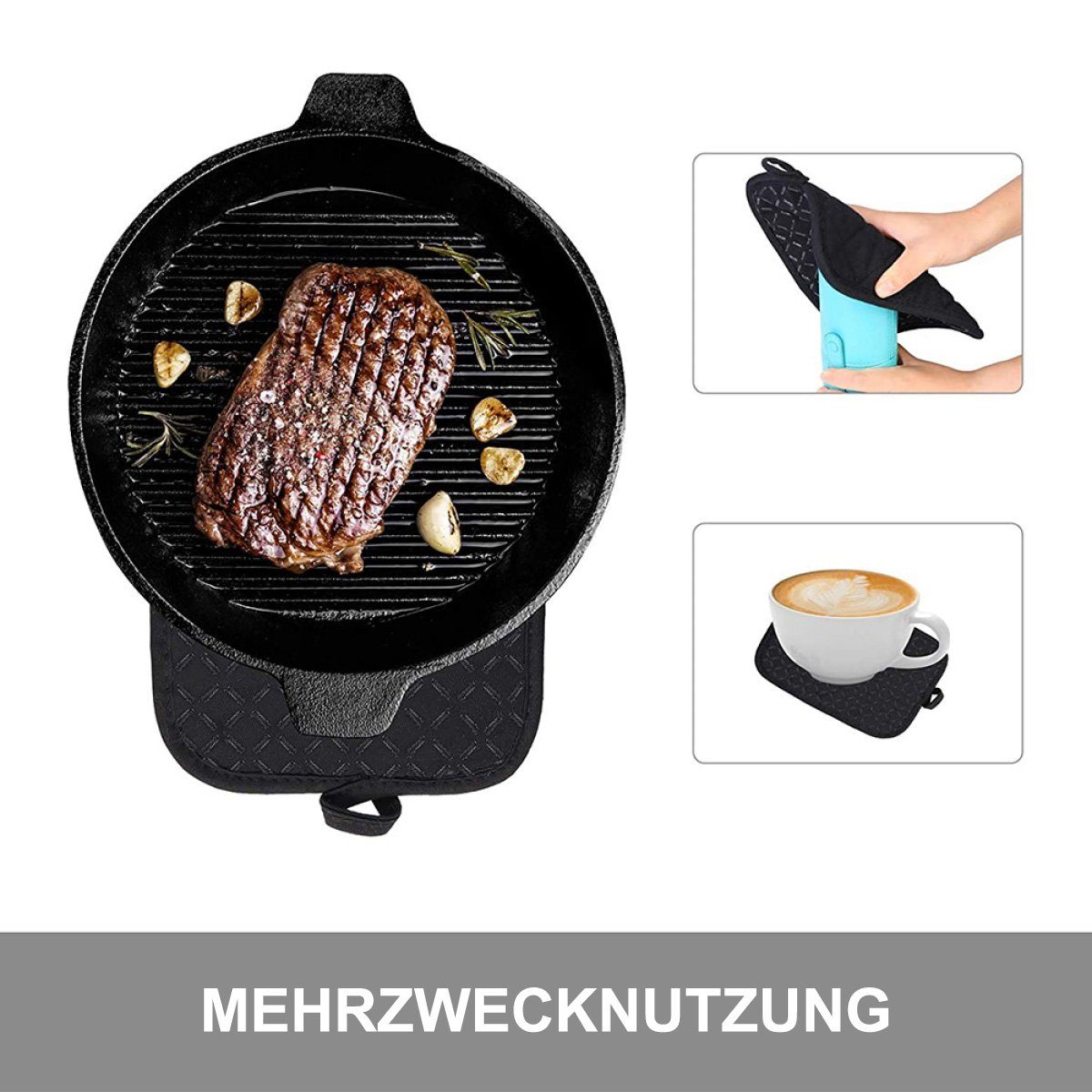 Rwoythk Topfhandschuhe Ofenhandschuhe Topflappen 4er Set, Hitzebeständige Topfhandschuhe