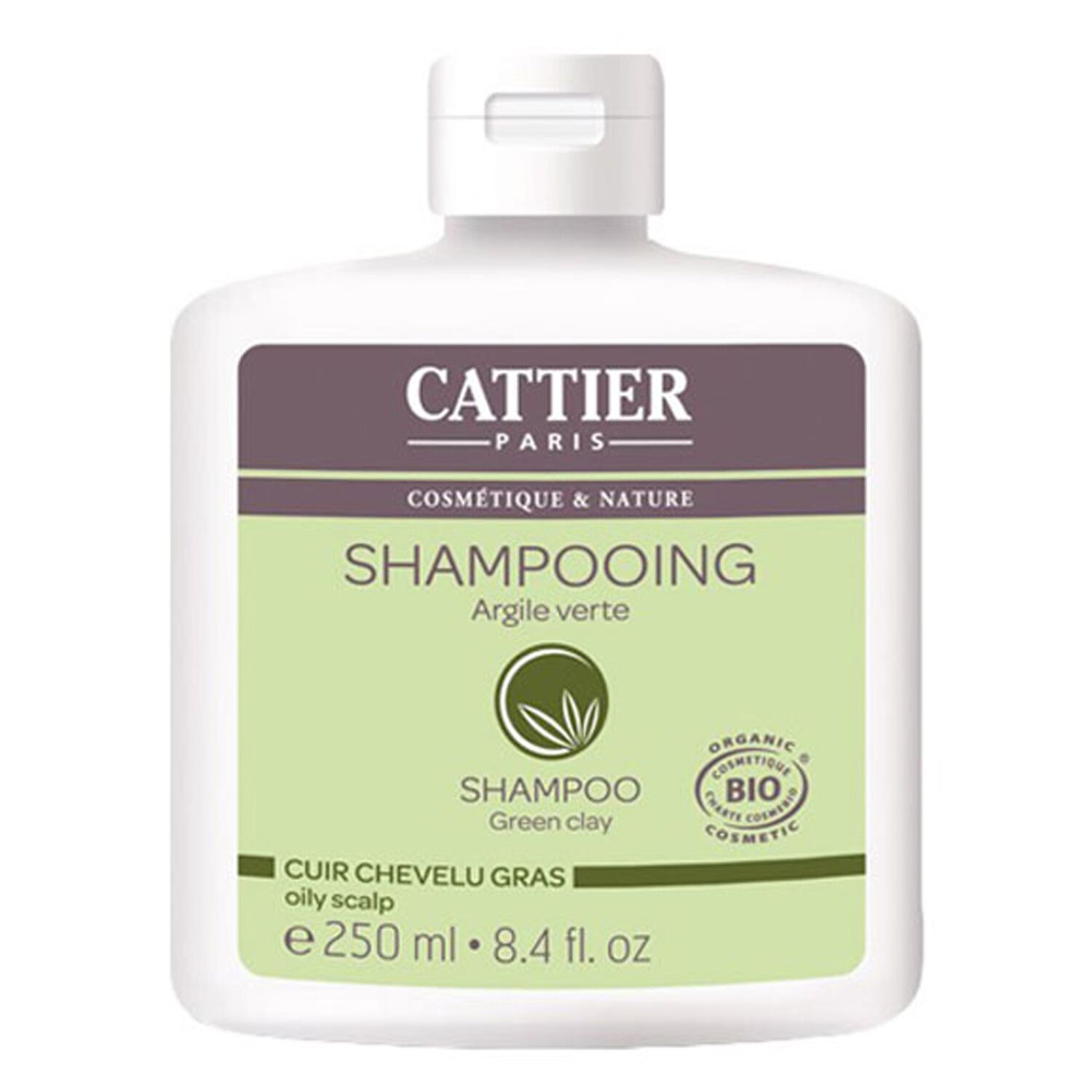 Cattier Shampooing Argile Verte Cuir Chevelu Gras 250 ml