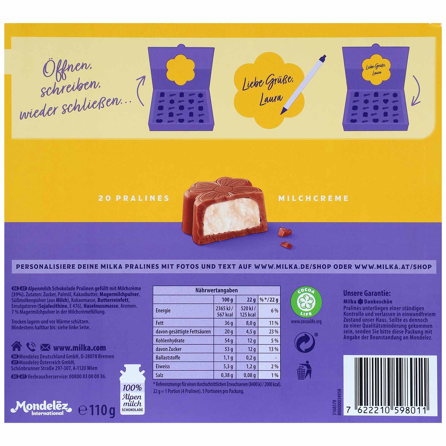 Milka 'Dankeschön' Pralinés Milchcrème 110g