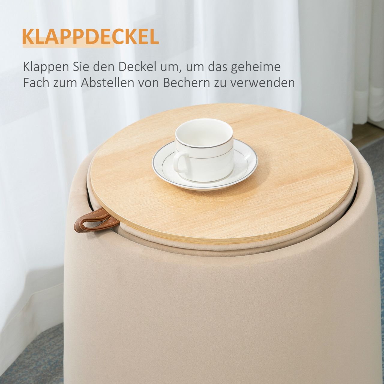 HOMCOM 2-in-1 Ottomane Sitzhocker inklusive Stauraum, abnehmbaren Deckel Beige