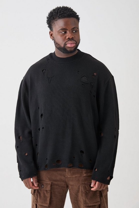 Plus zerrissener Oversize Pullover