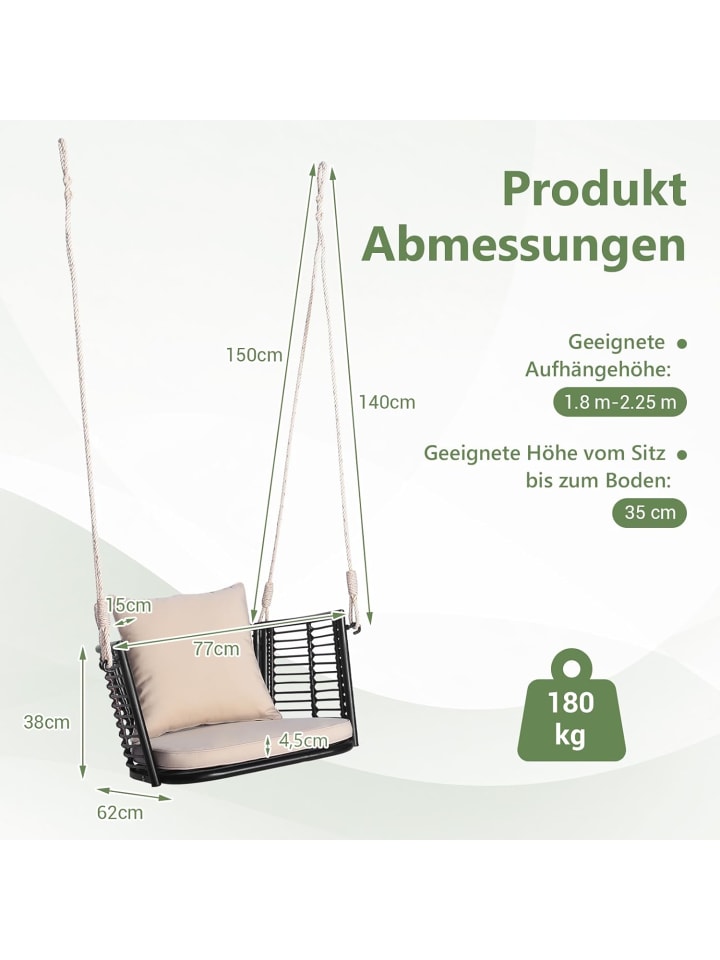 COSTWAY Hängesessel 180kg belastbar in Beige günstig kaufen onesize