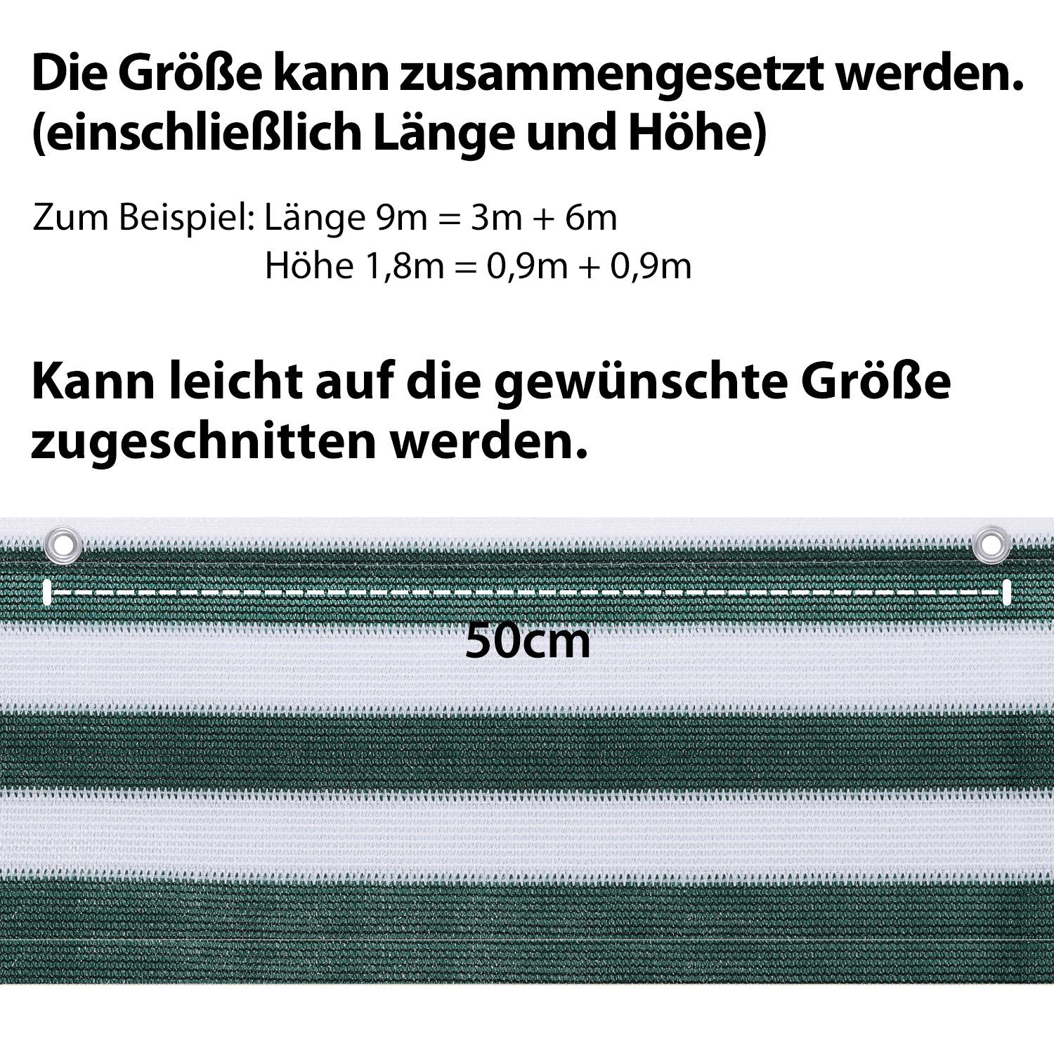Sekey Balkonsichtschutz Balkonverkleidungen Sichtschutz Balkonbespannung Windschutz, aus HDPE Sonnenschutz, Wetterfest, Blickdicht für Balkon und Terrasse