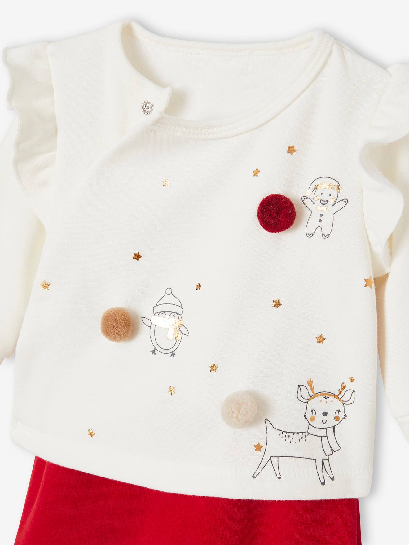 Ensemble 3 pièces bébé sweat + pantalon + chaussettes écru