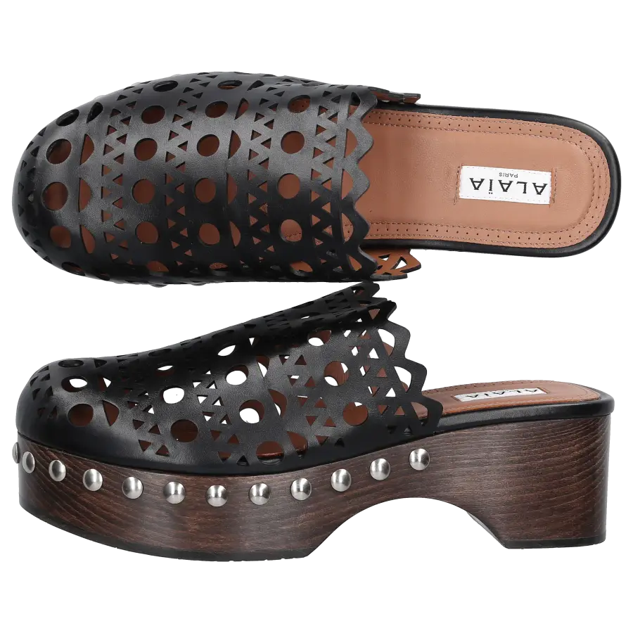 Azzedine Alaïa - Clogs 3M050 Kalbsleder - schwarz