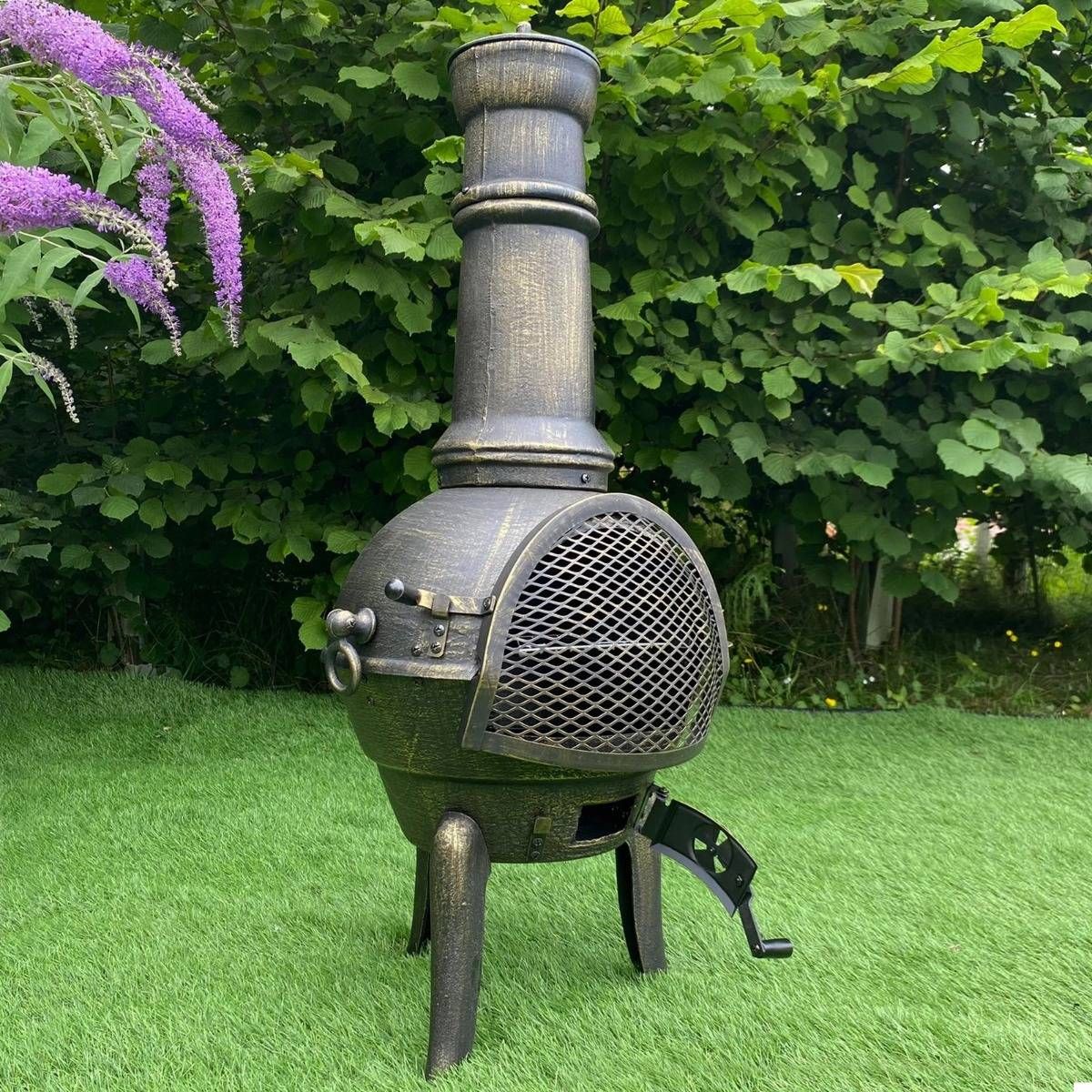 Monstershop Gusseisen Gartenkamin mit Schutzhulle
