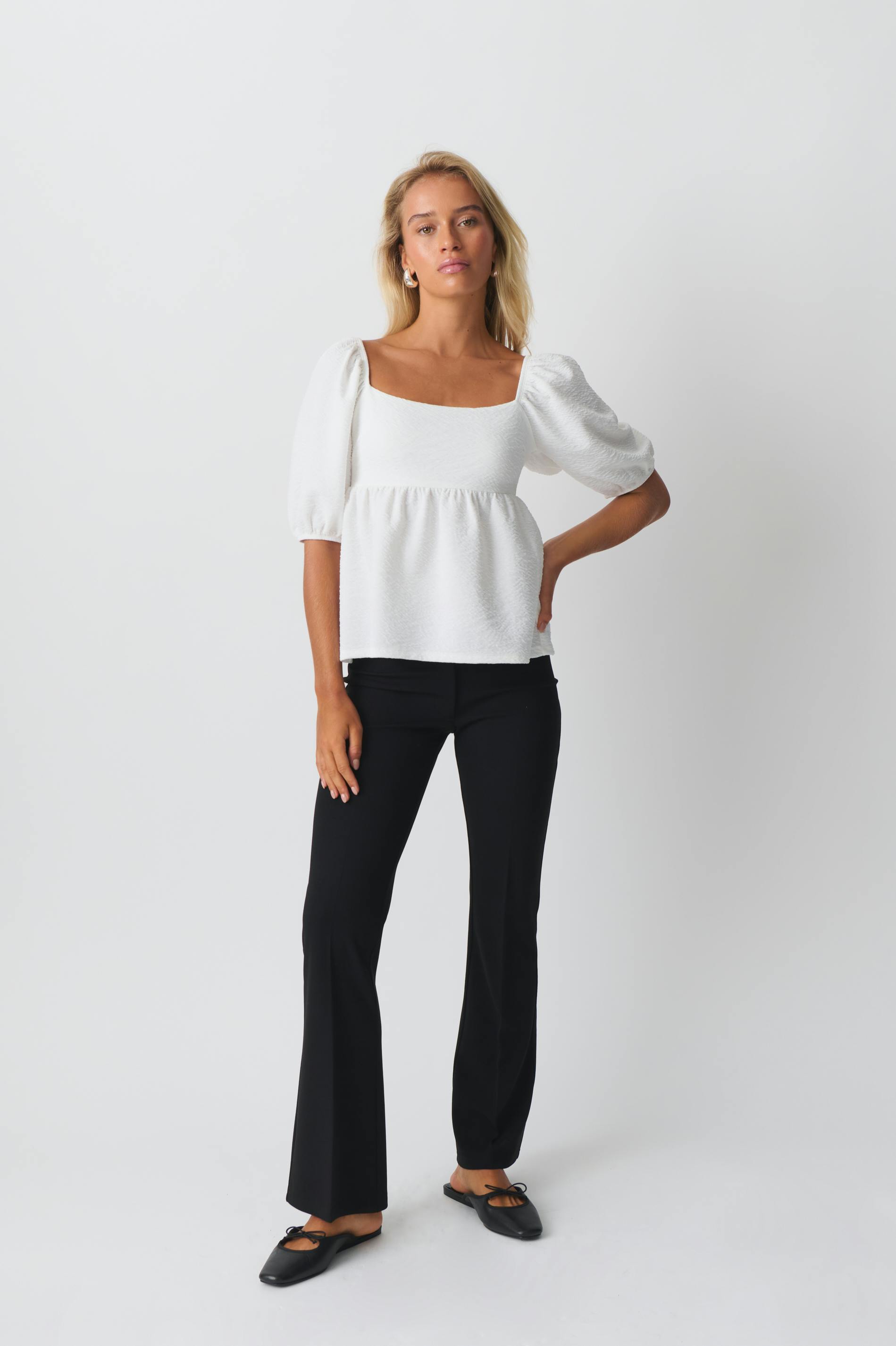 Puff sleeve jersey top