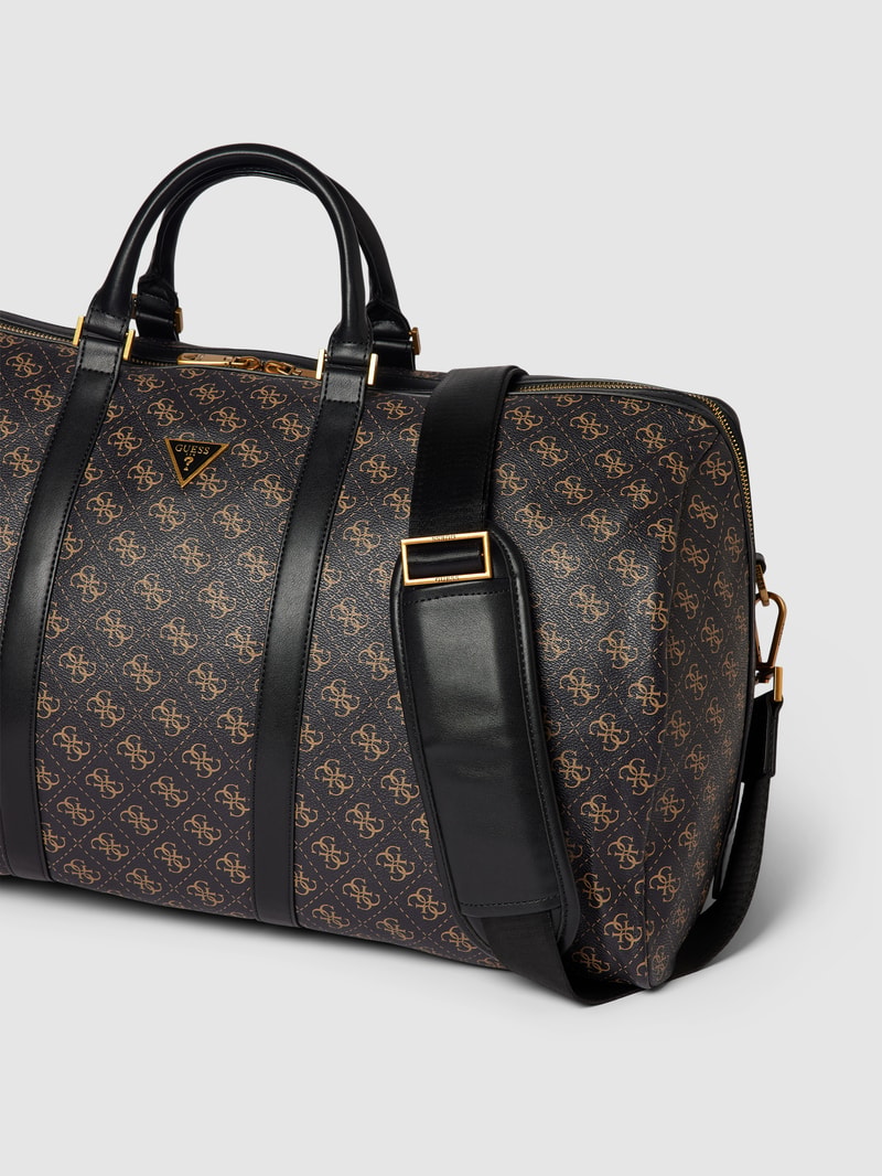 Weekender mit Allover-Logo in dunkelbraun