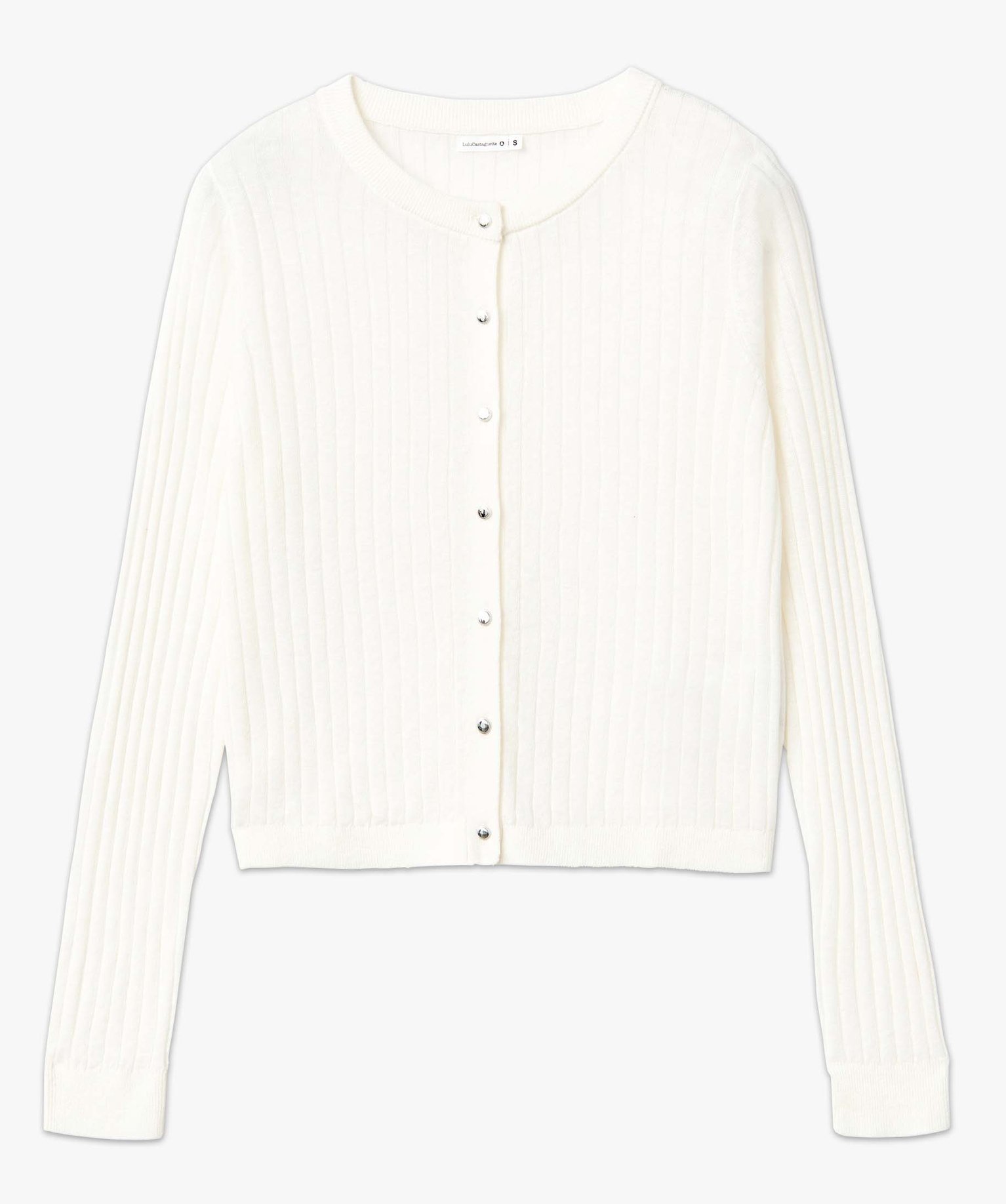 Gilet femme à col rond en maille ctelée - LuluCastagnette blanc | GEMO