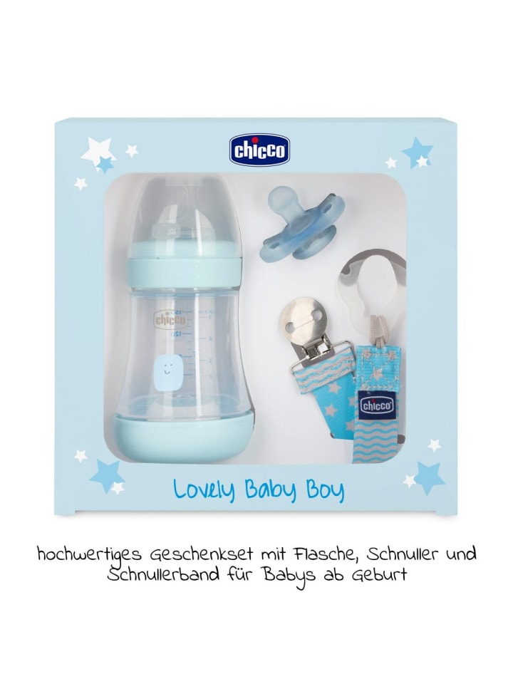 Chicco 3-tlg. Geschenkset PP-Flasche Perfect5 150 ml   Schnuller in blau günstig kaufen onesize