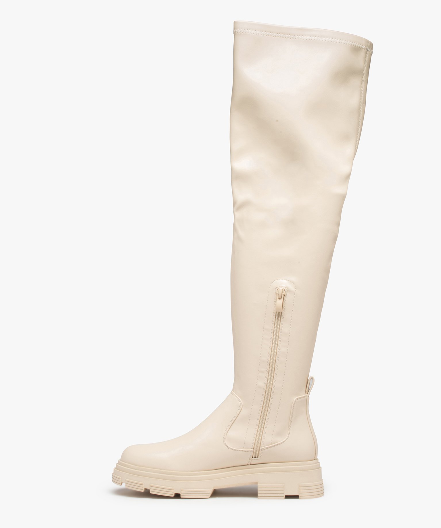 Cuissardes femme unies à semelle épaisse et crantée beige | GEMO