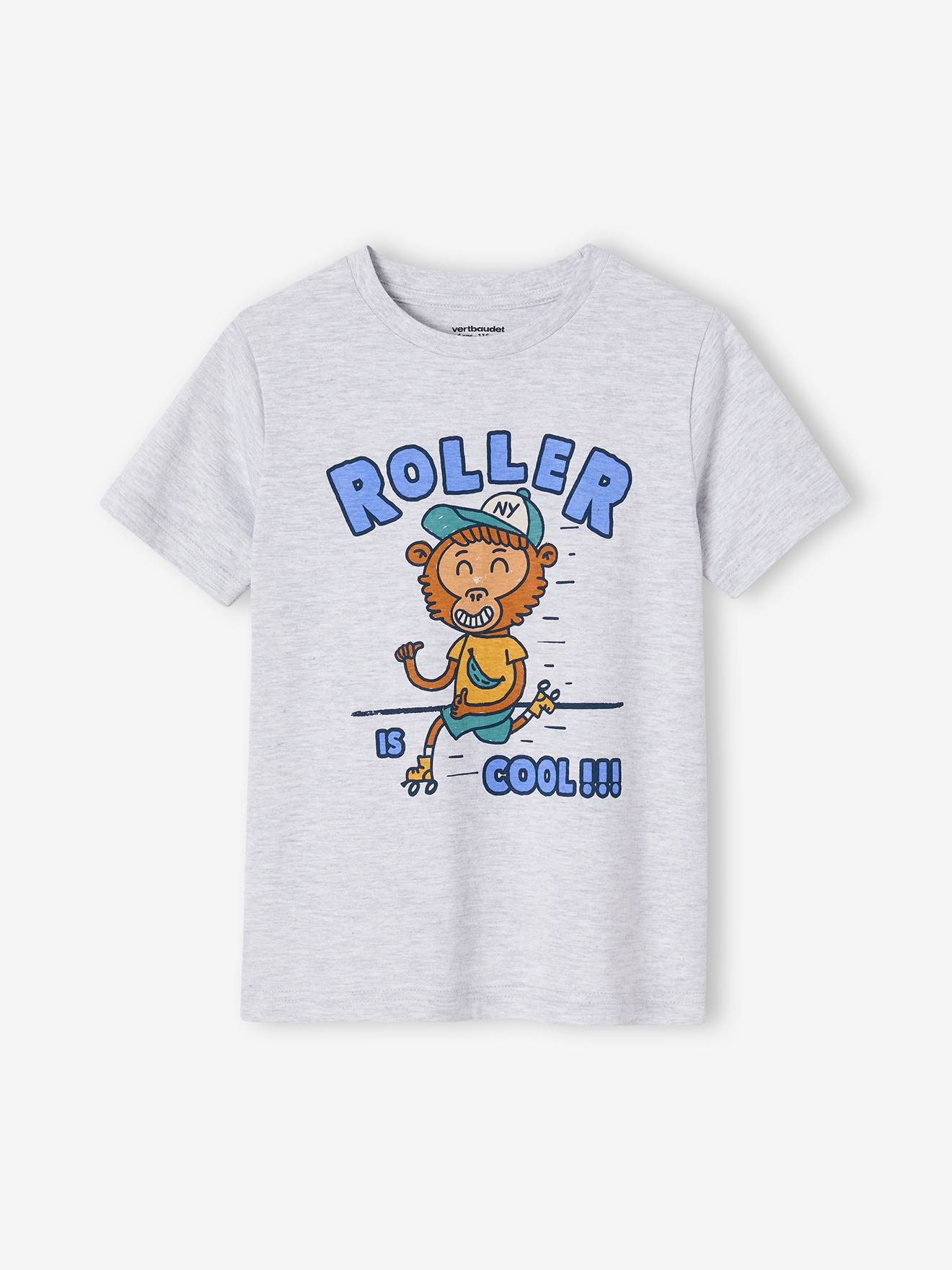Tee-shirt animal ludique garçon gris chiné