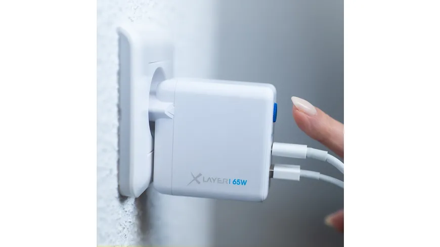 XLayer 65W Power Saver duales Ladegerät mit Strom-Stopp-Funktion White