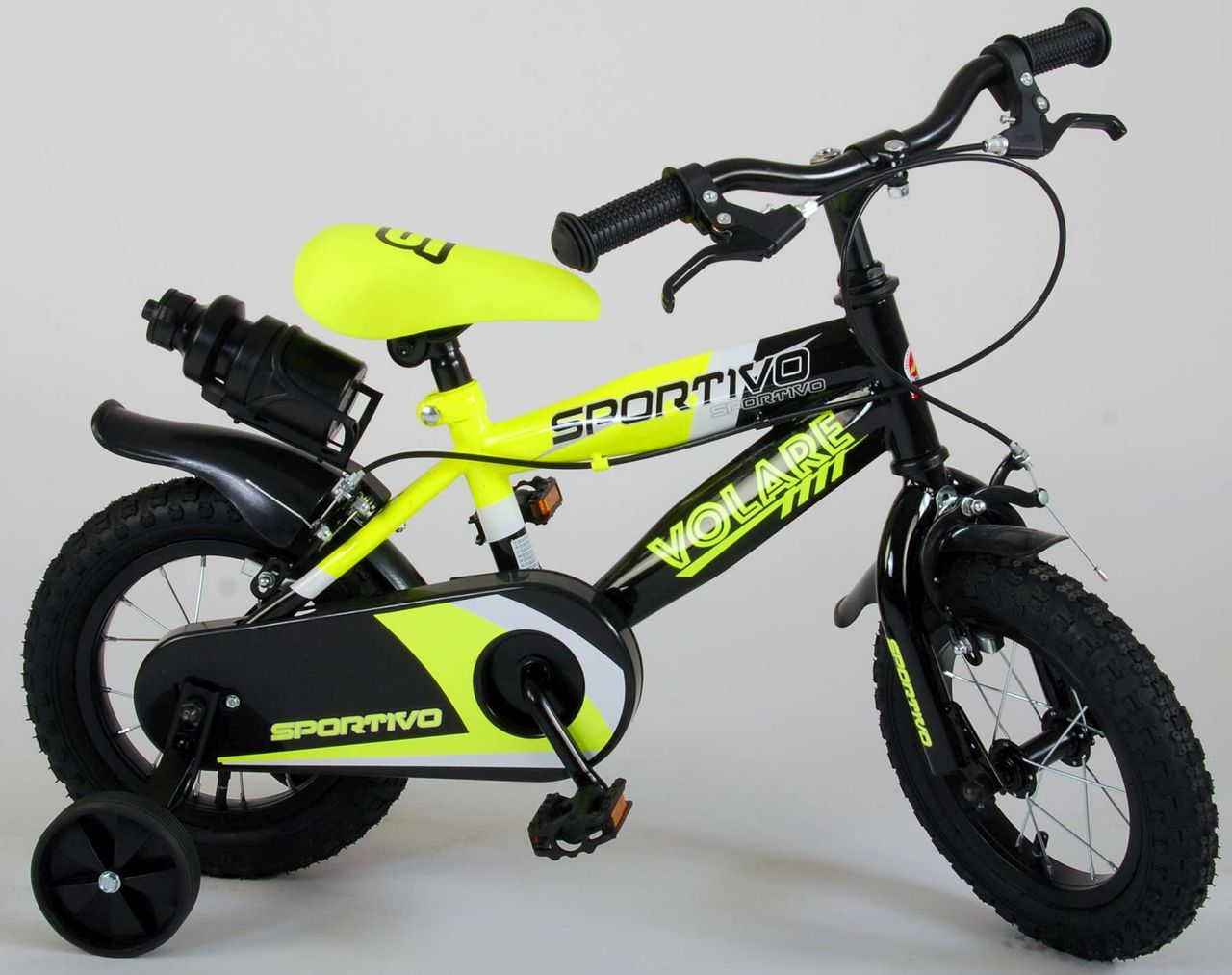 Volare Sportivo Kinderfahrrad - Jungen - 12 Zoll - Neon Gelb Schwarz 95% zusammengebaut