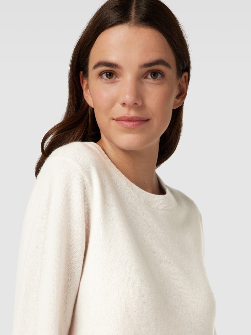 Kaschmirpullover mit Rundhalsausschnitt in offwhite