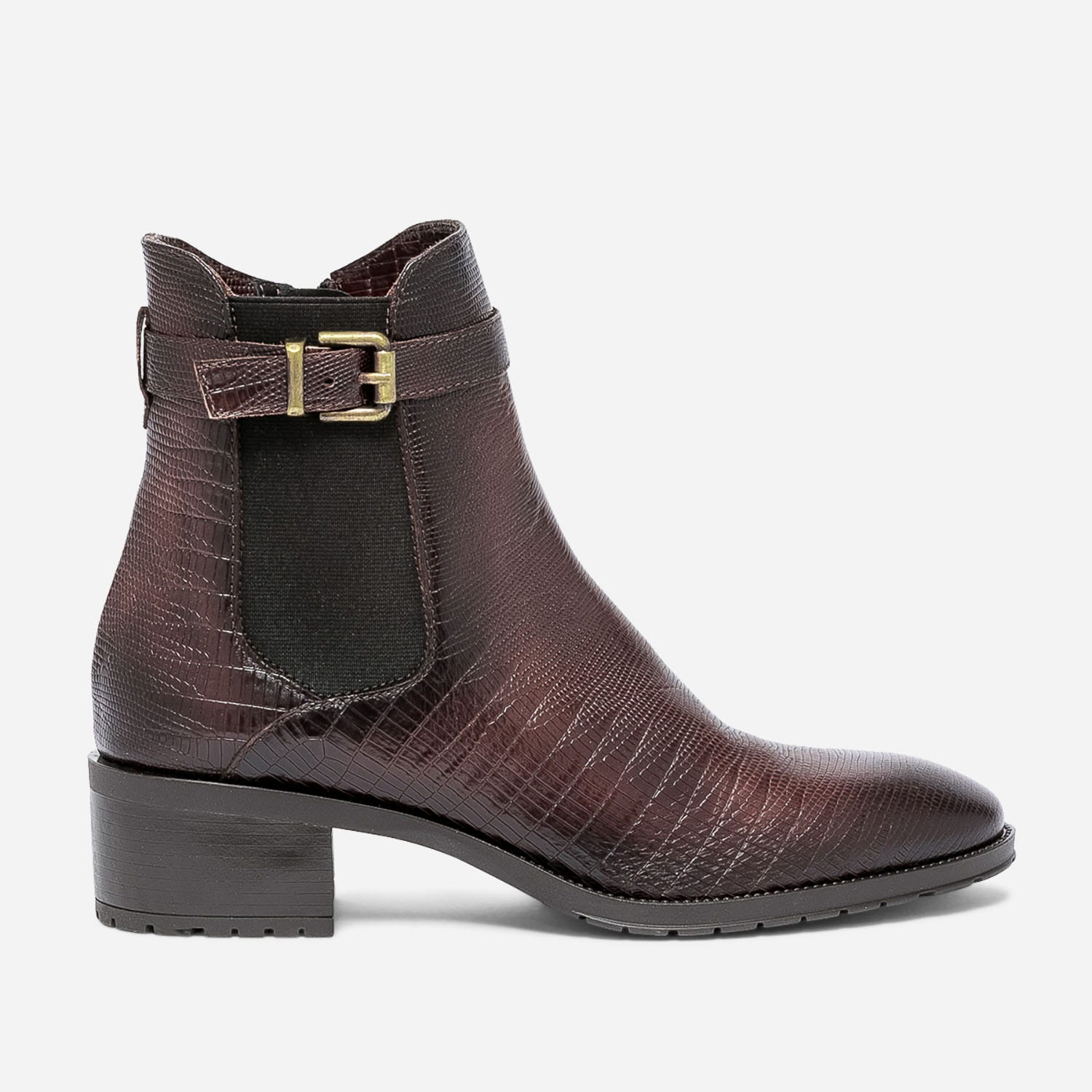 Boots marron en cuir éco-conçu embossé effet python
