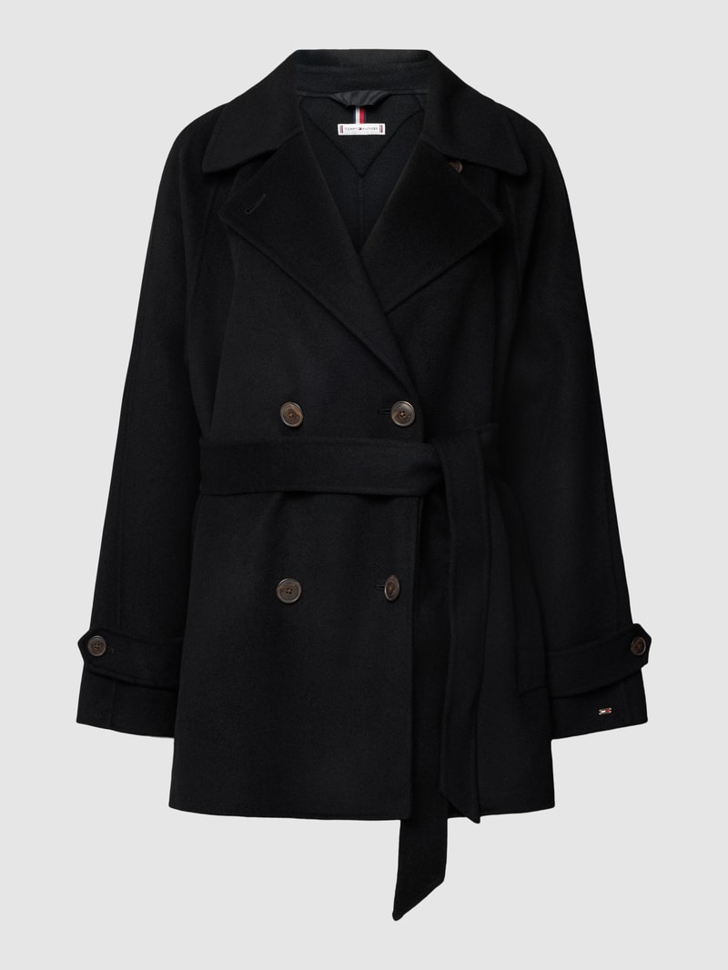 Trenchcoat mit Bindegürtel Modell 'BLEND' in schwarz