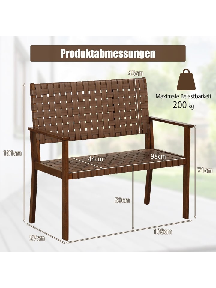 COSTWAY Gartenbank 2 Sitzer in Braun günstig kaufen onesize