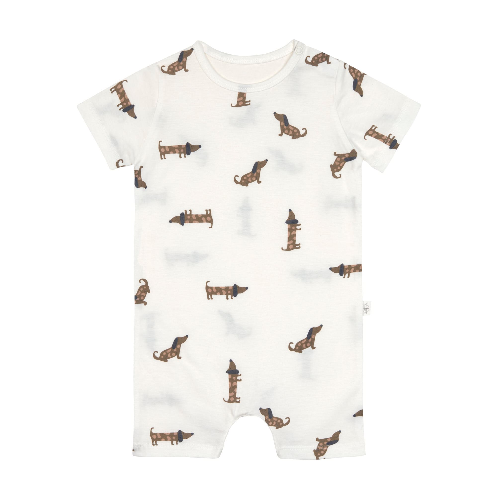 Baby Jumpsuit - Bio Baumwolle, Hund, Beige