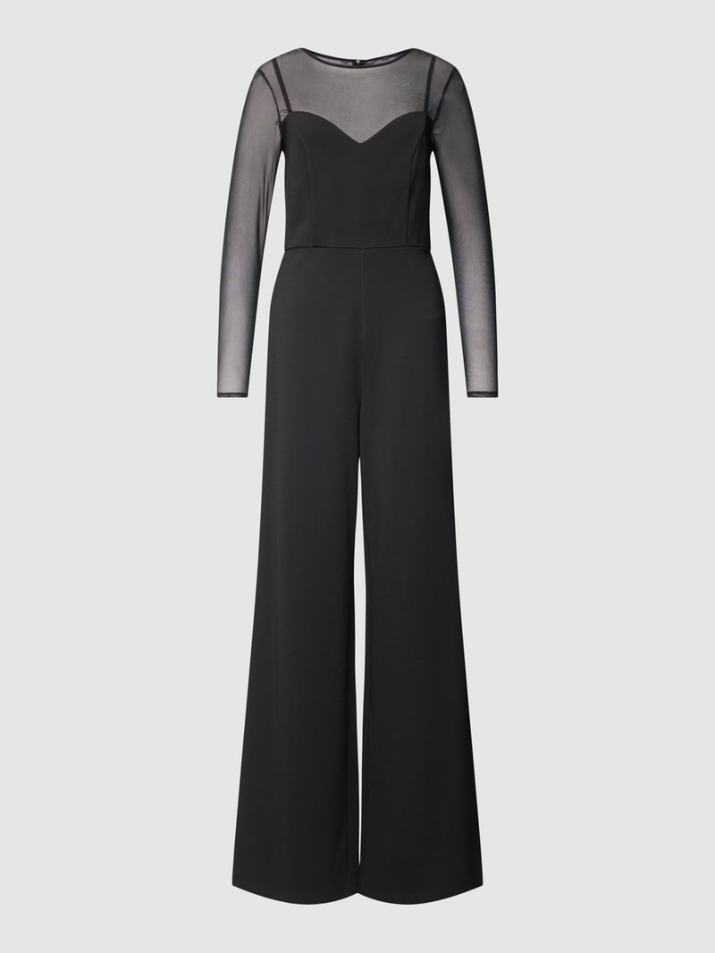 Jumpsuit mit semitransparentem Oberteil in black