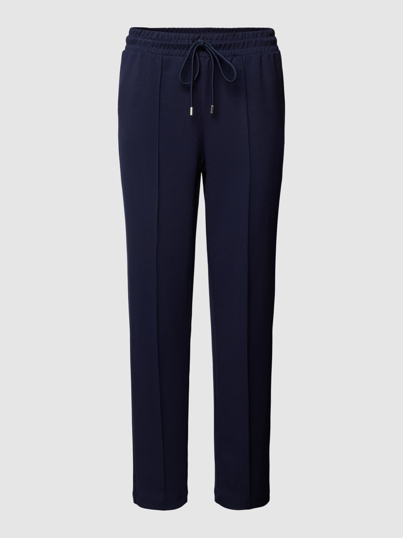 Stoffhose mit Ziernähten in dunkelblau