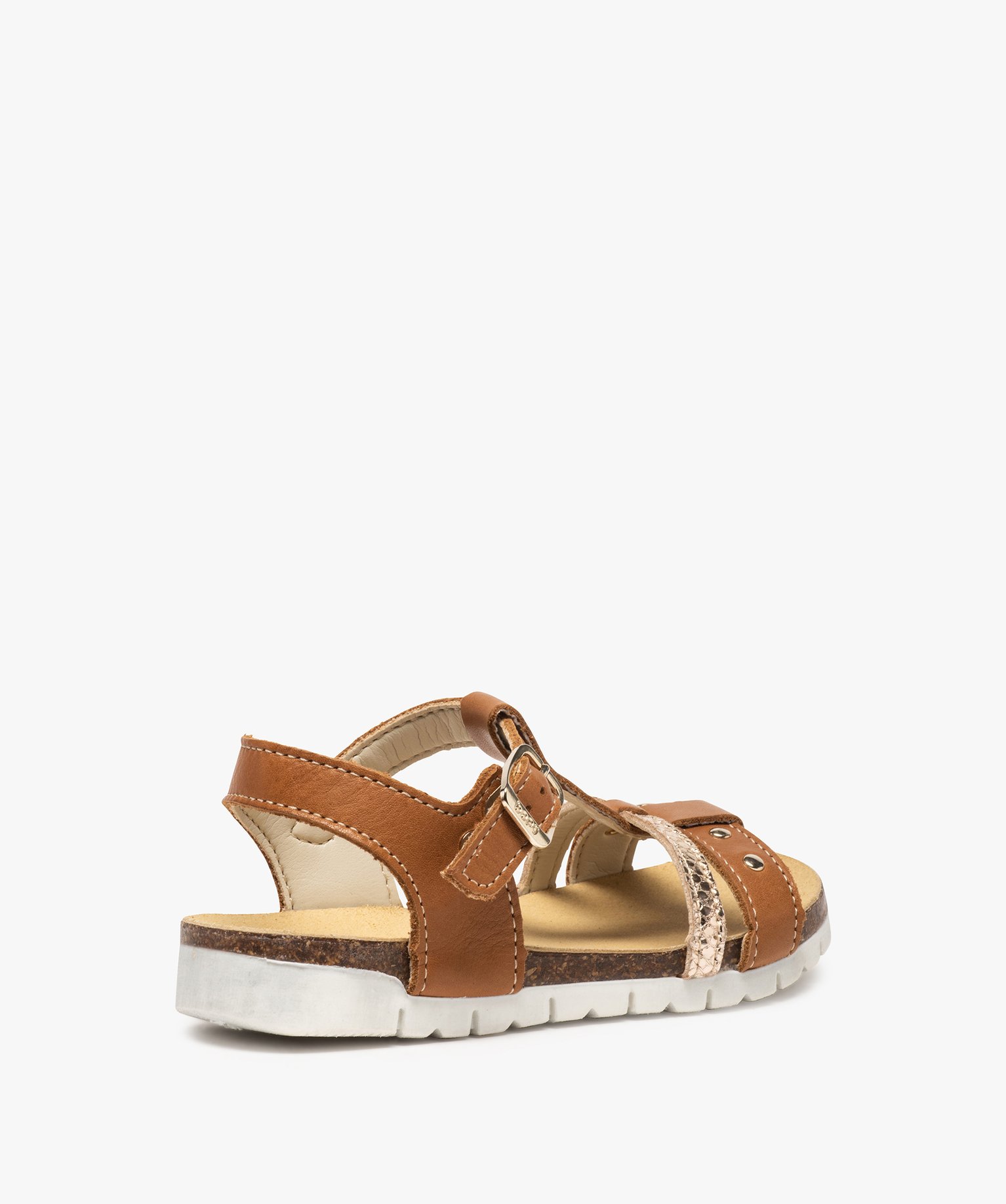 Sandales fille dessus cuir à semelle contrastante - Bopy camel | GEMO