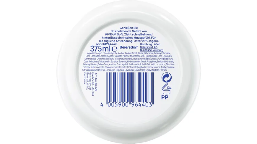 NIVEA soft Creme Erfrischende Feuchtigkeitscreme 375 ml