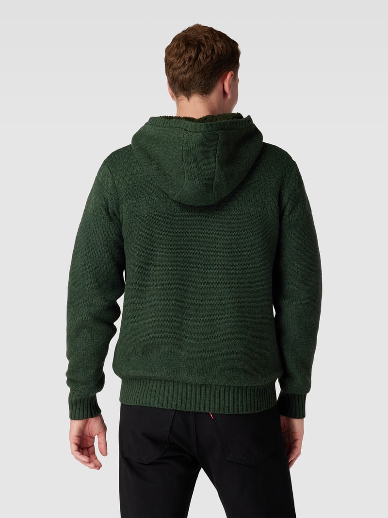 Strickjacke mit Kapuze und Reißverschluss in olivgrün