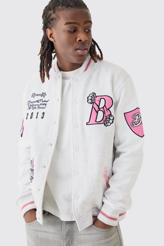 Jersey-Bomberjacke mit Applikation