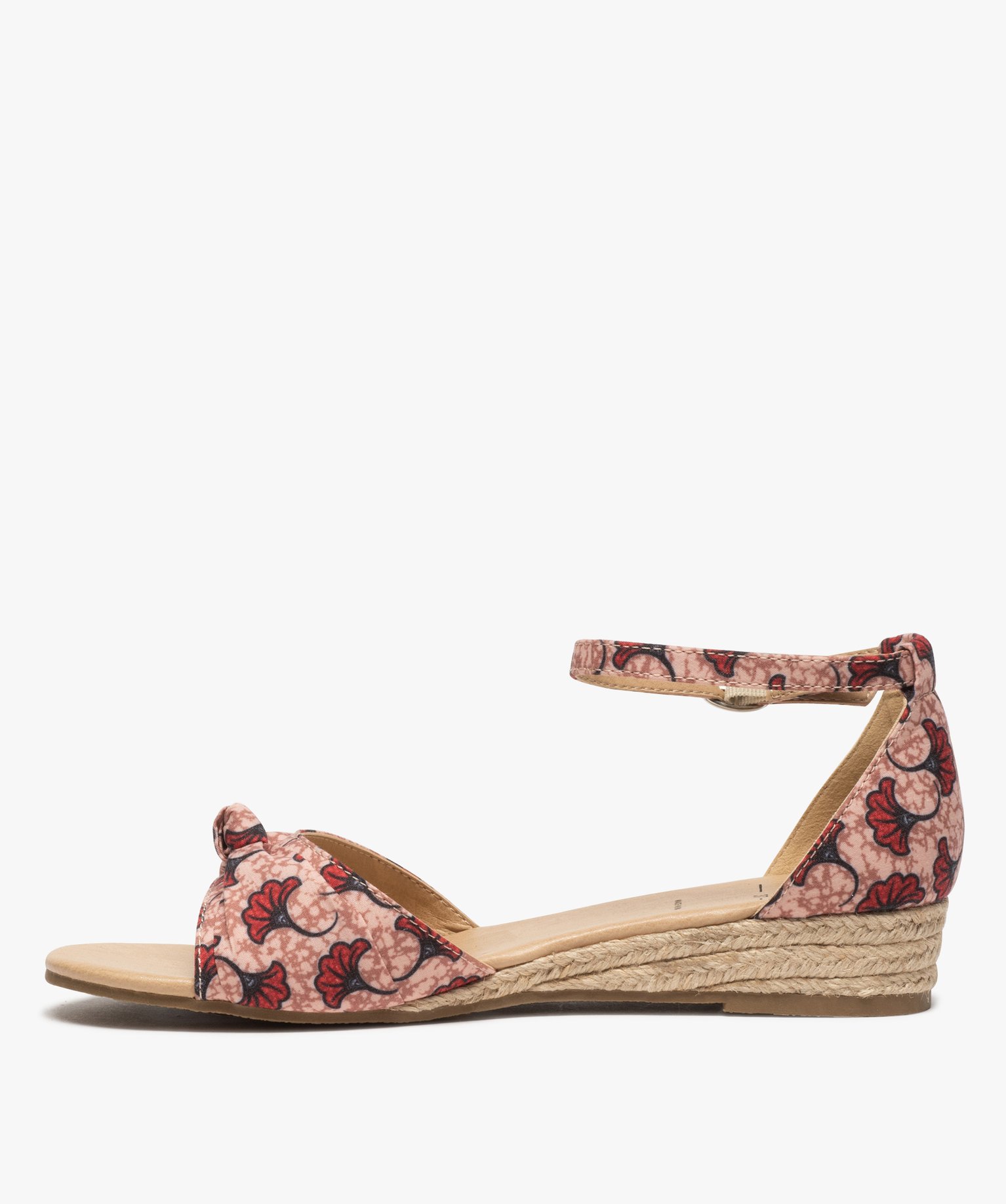 Sandales femme à petit talon compensé et dessus drapé multicolore | GEMO