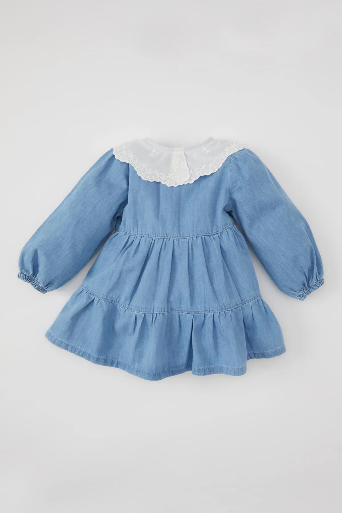 DeFacto  Baby Mädchen Jeanskleid mit weitem Spitzenkragen und langen Ärmeln B8202a524sp