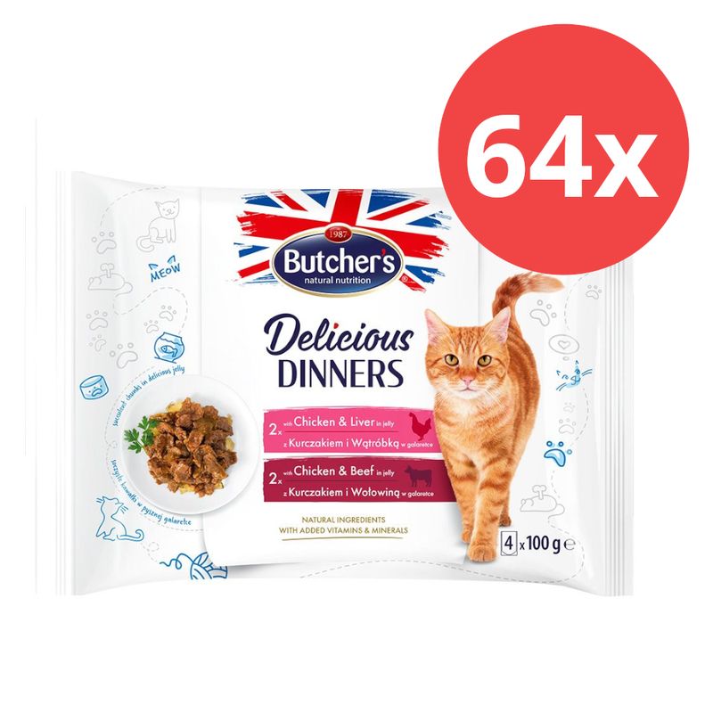 Megapack Butcher's Delicious Dinners Katze 64 x 100 g | bitiba.de