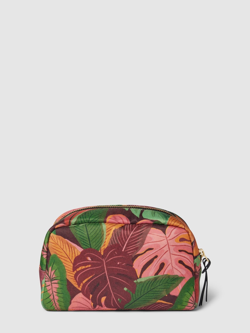 Kosmetiktasche mit Allover-Muster Modell 'Mia' in olivgrün