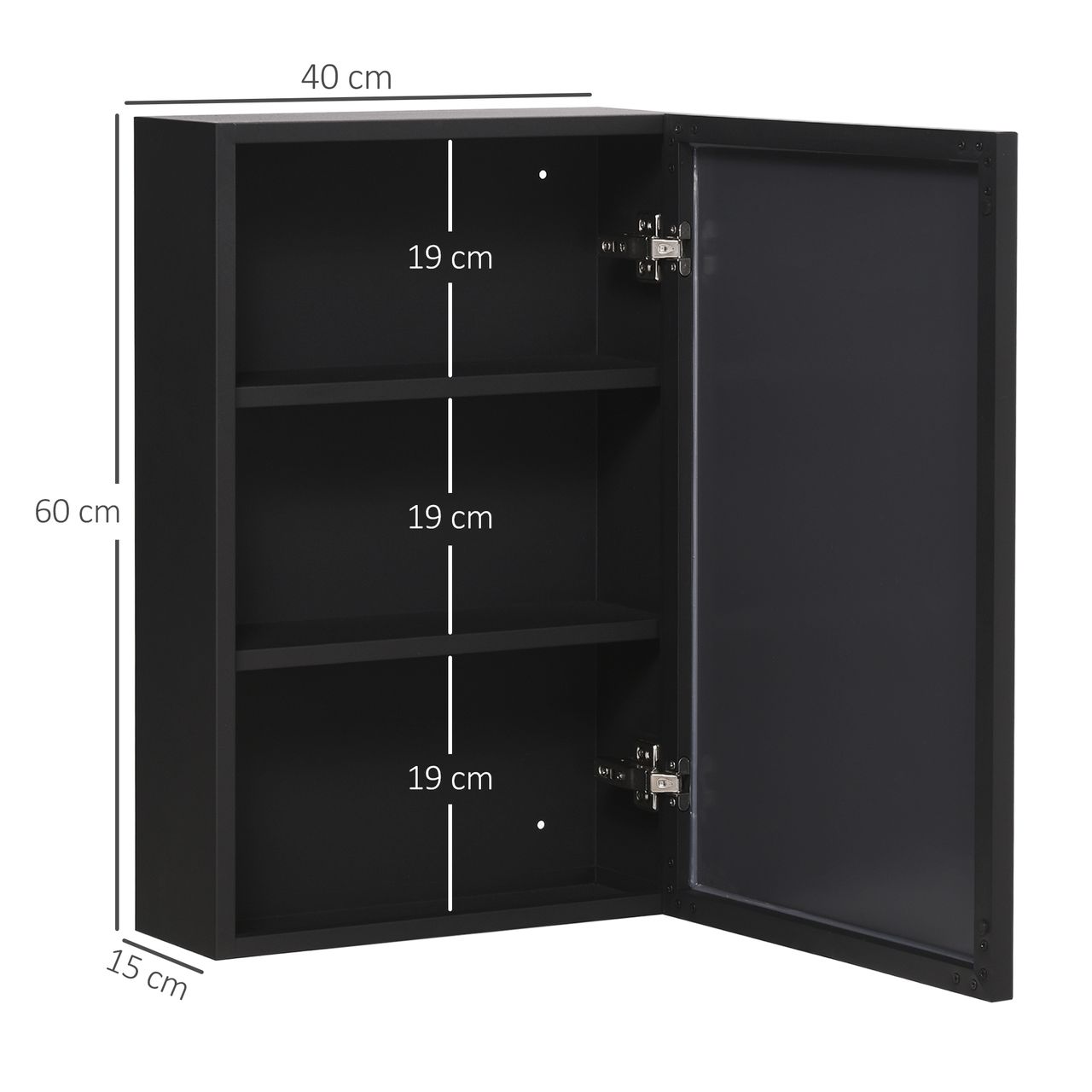 kleankin Spiegelschrank Badspiegelschrank mit 3 Schichten für Badezimmer Schwarz