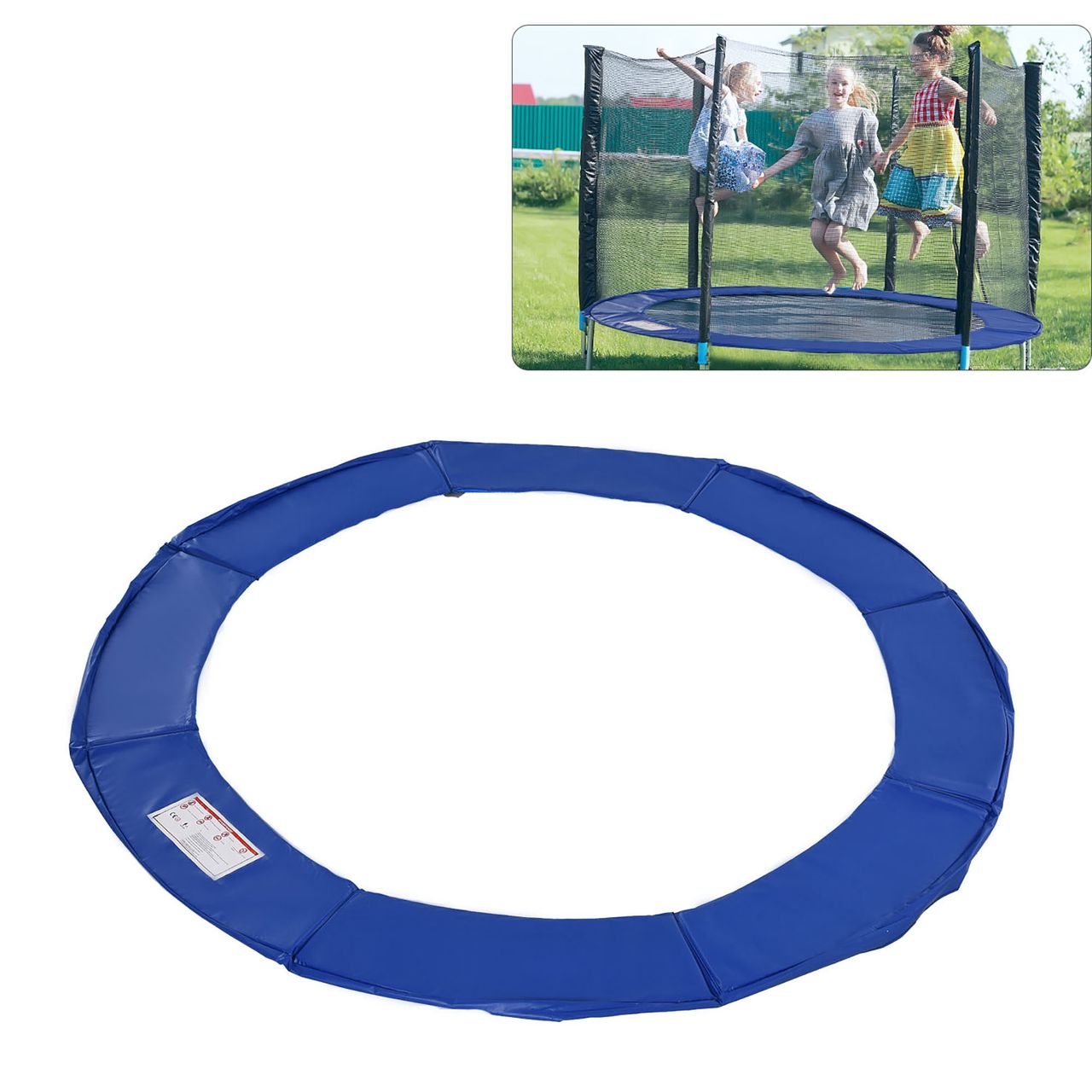 HOMCOM Trampolin Randabdeckung Sicherheitsnetz Wetterplane Leiter 8ft 10ft 12ft 15ft (Randabdeckung: Ø 244cm-Blau)