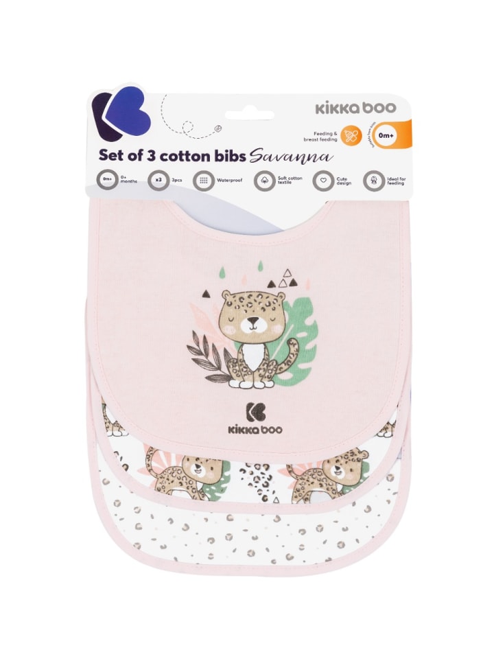 Kikkaboo Babylatz Savanna 3-tlg Set in rosa günstig kaufen onesize