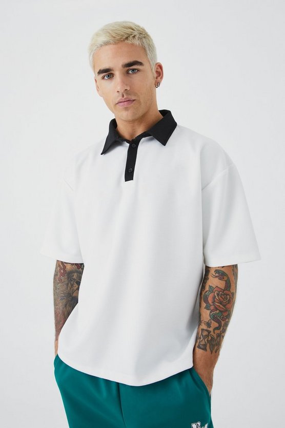 Oversize Poloshirt mit Kontrast-Kragen