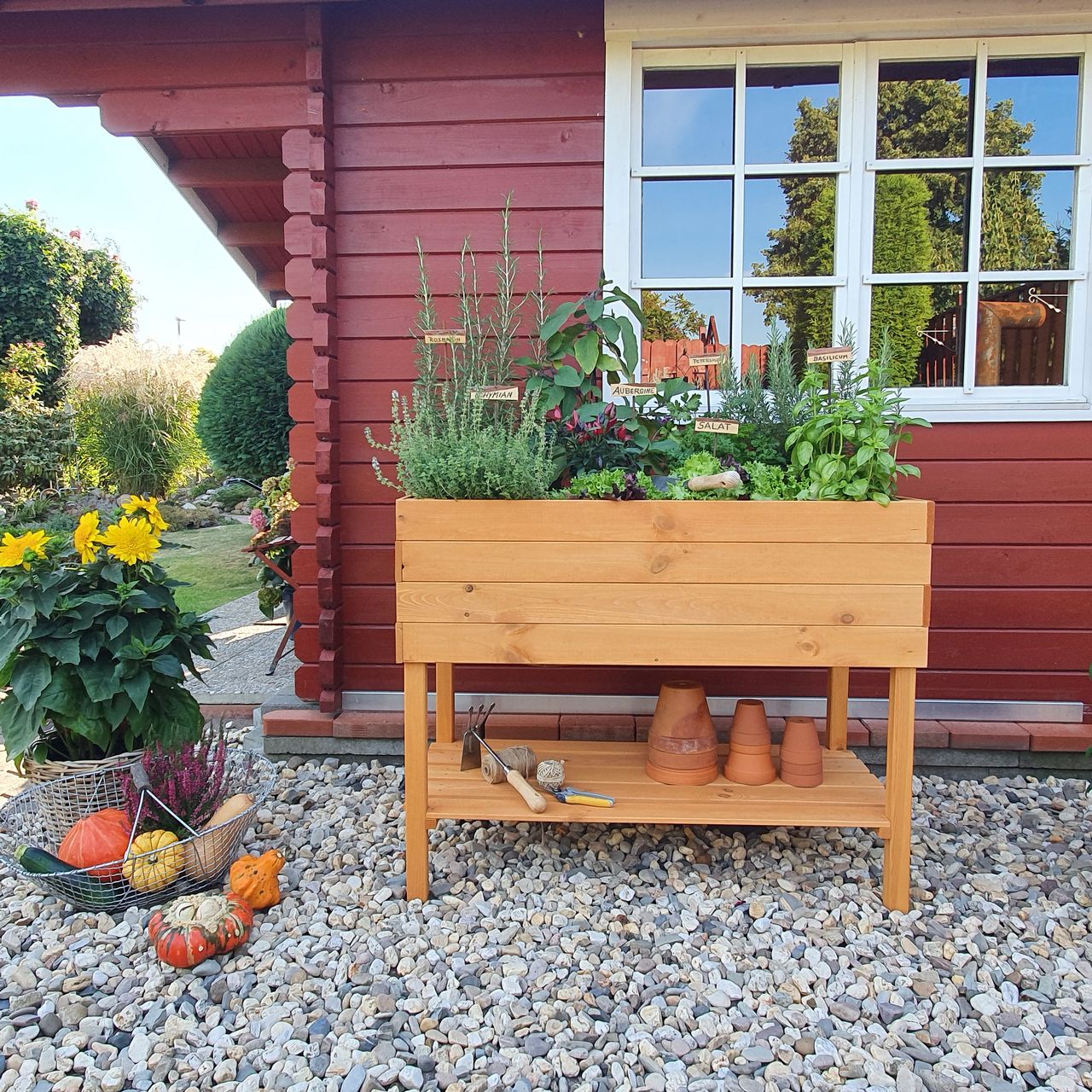 PROMEX Promadino Balkon-Kräuterbeet auf Beinen honigbraun