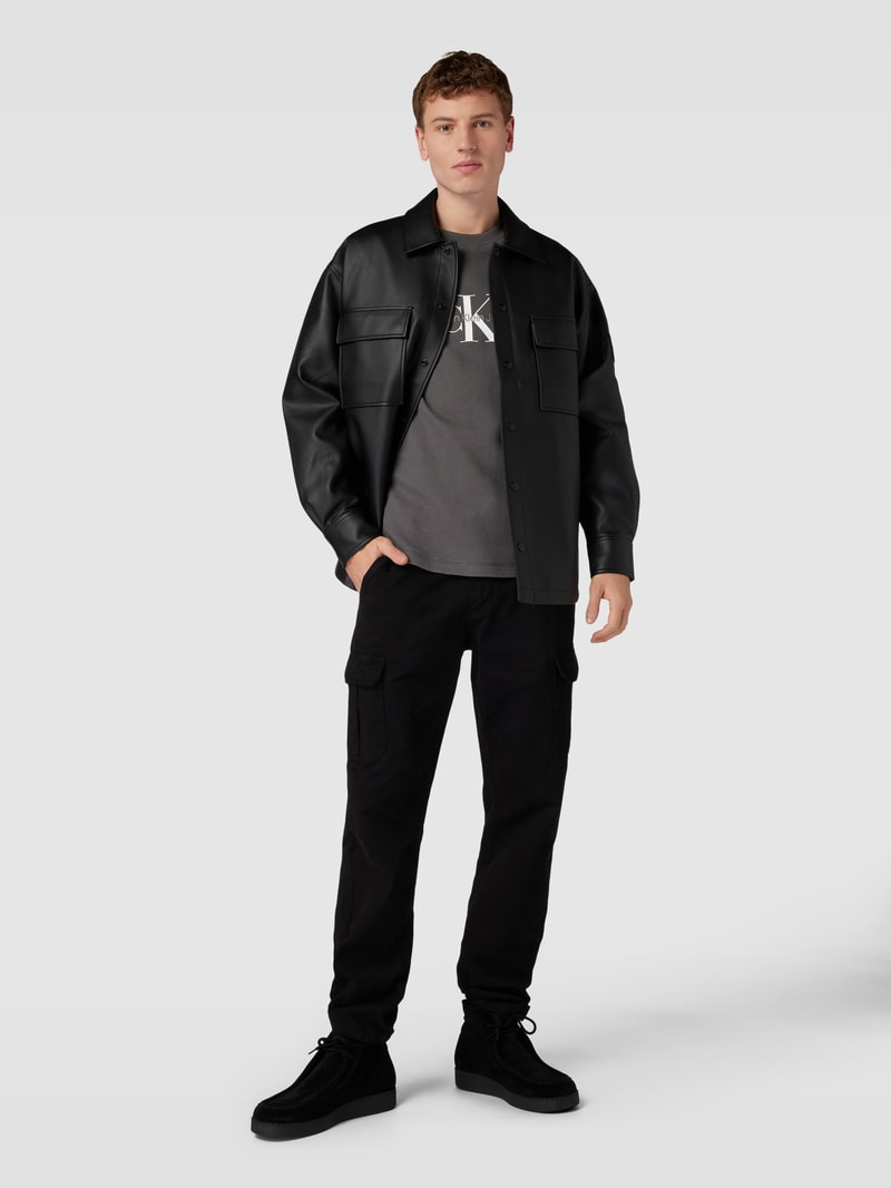 Longsleeve in Waffelstruktur Modell 'ARCHIVAL' in anthrazit