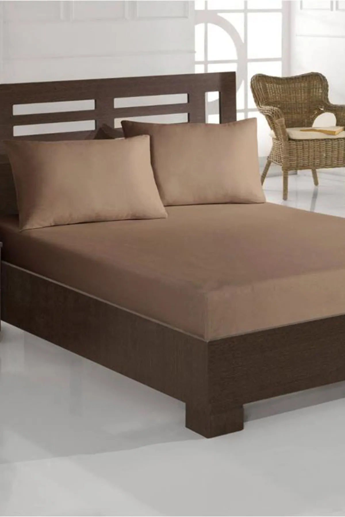 Çeyiz Diyarı  Perla Spannbettlaken-Set für Einzelbett – Braun